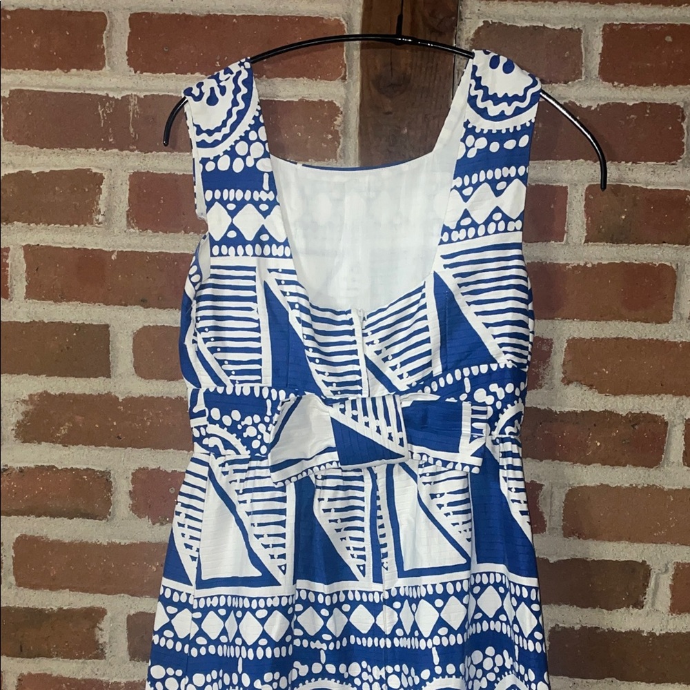 Vintage Created for Liberty House by Malia Blue and White Geometric Maxi Dress - Picture 3 of 8